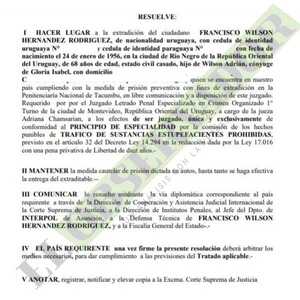 Autorizan extradición de uruguayo requerido en su país por tráfico de drogas