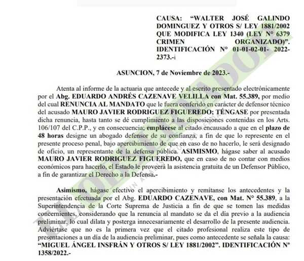 Caso Mercat: Por dilatar preliminar jueza apercibe a abogado y remite sus antecedentes a la Corte