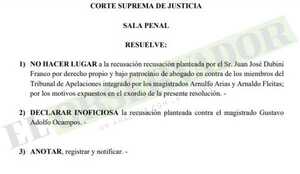 Dubini Franco persiste en recusaciones que son rechazadas por improcedentes