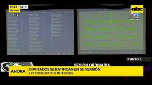 Ley de Conflicto de interés: diputados se ratifican en su versión  - ABC Noticias - ABC Color