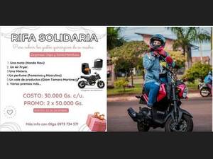 Rifa su querida moto chururú para costear gastos de la operación de su mamá