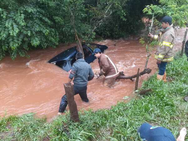 RESCATARON A CONDUCTOR QUE CAYÓ A UN CAUCE HÍDRICO EN CAMBYRETÁ - Itapúa Noticias
