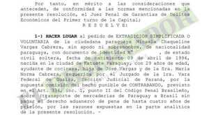 Paraguaya será extraditada al Brasil, donde es buscada por contrabando