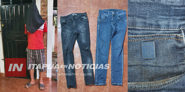 PASEABA CON PANTALONES ROBADOS FRENTE A LA POLICÍA Y EL DUEÑO LOS RECONOCIÓ - Itapúa Noticias