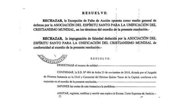 Jueces dilatan transferencia de 312.000 hectáreas de Secta Moon