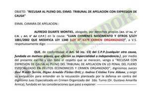 Imputado por el caso Pavo Real recusa a juez y a miembros del Tribunal de Apelación