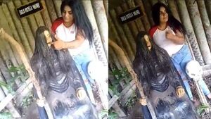 ¡Miedazo! ojo de la escultura de la bruja Micaela Yaharí se movió, dicen