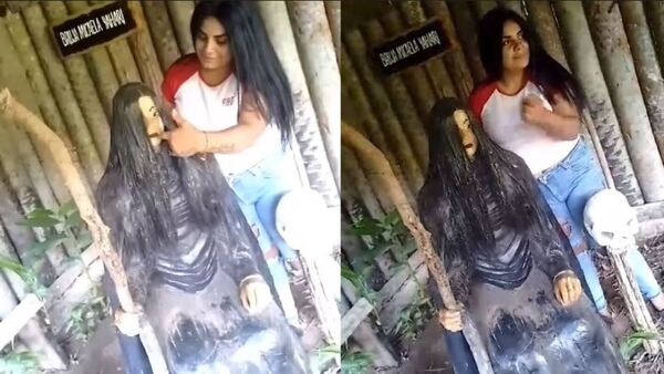 ¡Miedazo! ojo de la escultura de la bruja Micaela Yaharí se movió, dicen