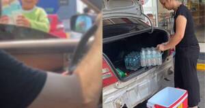 La Nación / Viral: ante ola de calor, pareja regaló botellas de agua Ypané