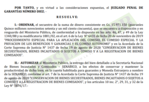 Senabico administrará dinero incautado de presunto distribuidor de drogas del clan Rotela