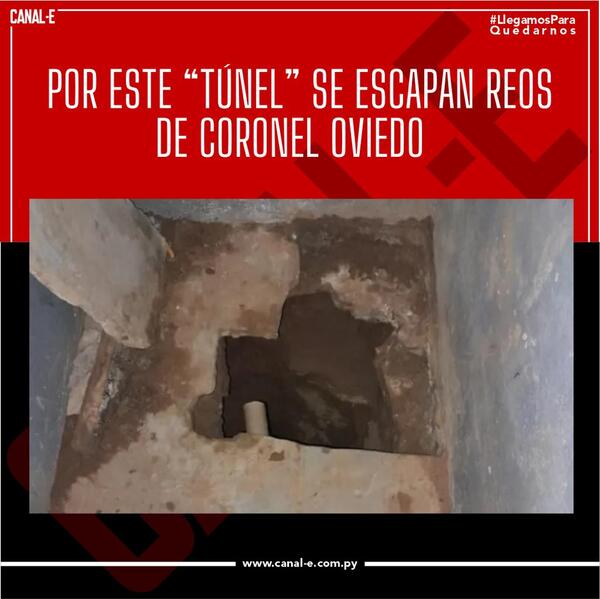 Nueve presos de la penitenciaria de Coronel Oviedo se escaparon por un túnel