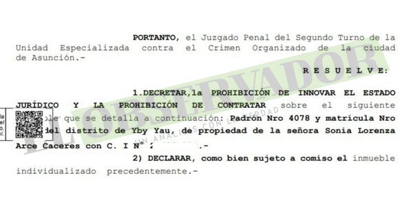 Propiedad que pertenece a imputada por el caso Pavo Real pasa a la administración de Senabico