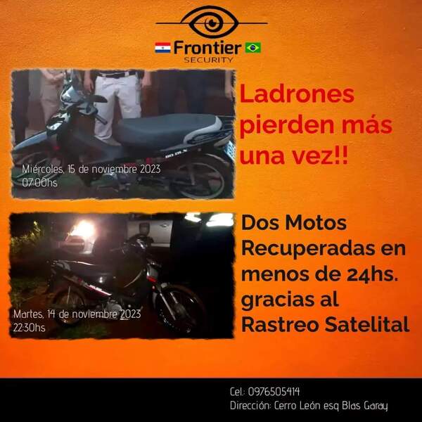Dos motocicletas fueron recuperadas en las últimas horas gracias a Frontier Security - Radio Imperio 106.7 FM