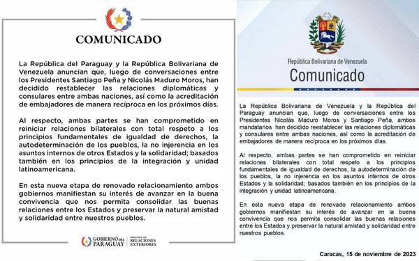 Paraguay va a tener de nuevo relaciones con Venezuela