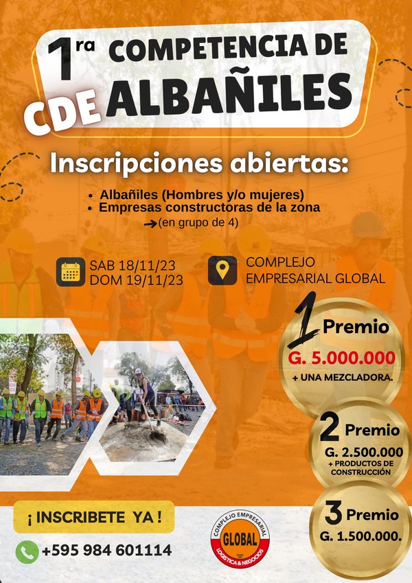 Primera competencia grupal de albañiles se realizará en CDE - ADN Digital