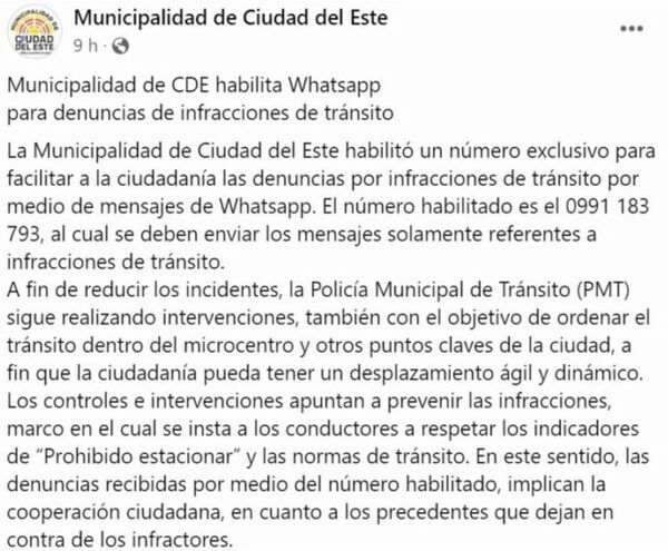 Ciudad del Este inaugura su “Whatsapp Pyrague” - Informatepy.com