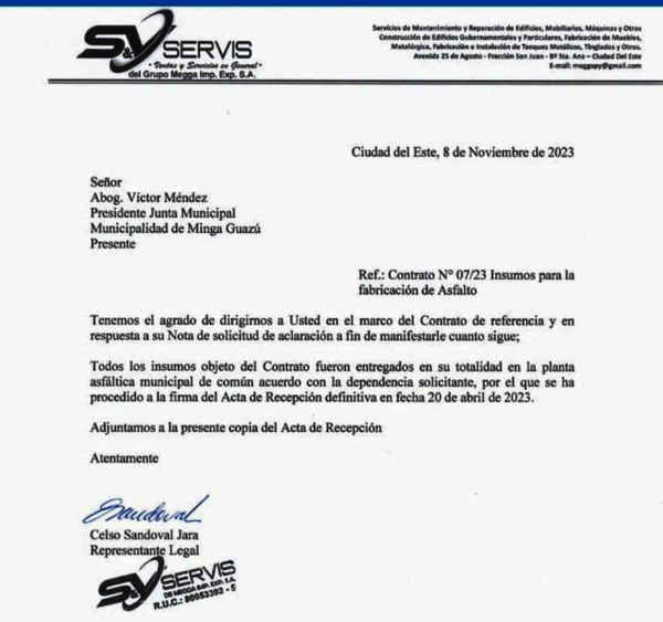 Minga Guazú: Empresa proveedora de insumos niega poseer resto de asfalto - La Clave