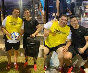 Juancho, firmó convenio y jugó pelota con Santi en Mburuvicha Róga