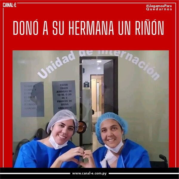 Donó un riñón a su hermana de 33 años