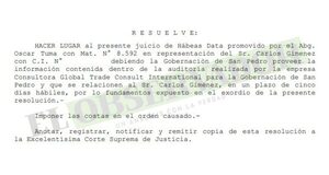 Gobernación deberá remitir informe de auditoría a exgobernador, mediante hábeas data