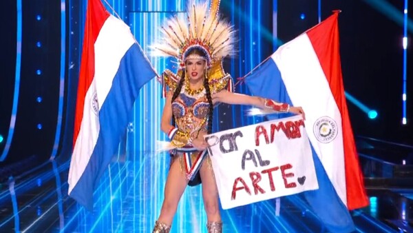 Elicena rinde homenaje al arte y a Mangoré con su traje alegórico en el Miss Universo 2023