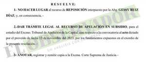 Rechazan reposición de Payo Cubas por no fundamentar agravios