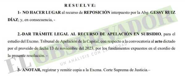 Rechazan reposición de Payo Cubas por no fundamentar agravios