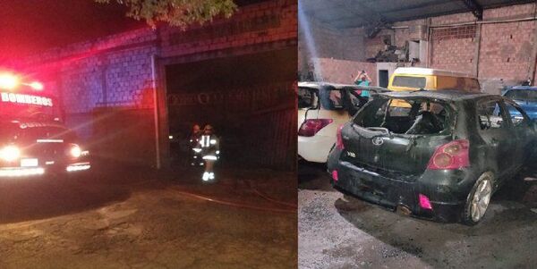 Incendio de taller destruye varios vehículos en Presidente Franco