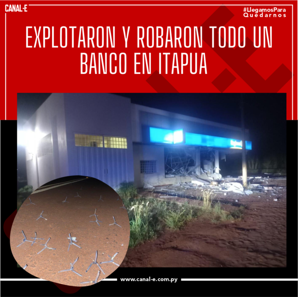Delincuentes hicieron estallar un banco y se robaron todo.