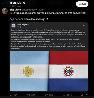 Respuesta de Blas Llano a Efraín Alegre de su publicación en Facebook | OnLivePy