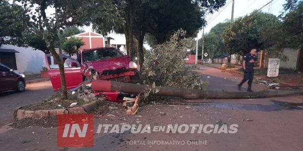 CONDUCTOR DERRIBÓ COLUMNA DE LA ANDE EN ENCARNACIÓN - Itapúa Noticias