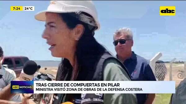Video: tras cierre de compuertas en Pilar, ministra visitó zona de obras de la defensa costera - ABC Noticias - ABC Color