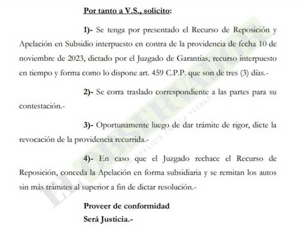 “Cucho“” Cabaña busca octava suspensión de preliminar a través de reposición