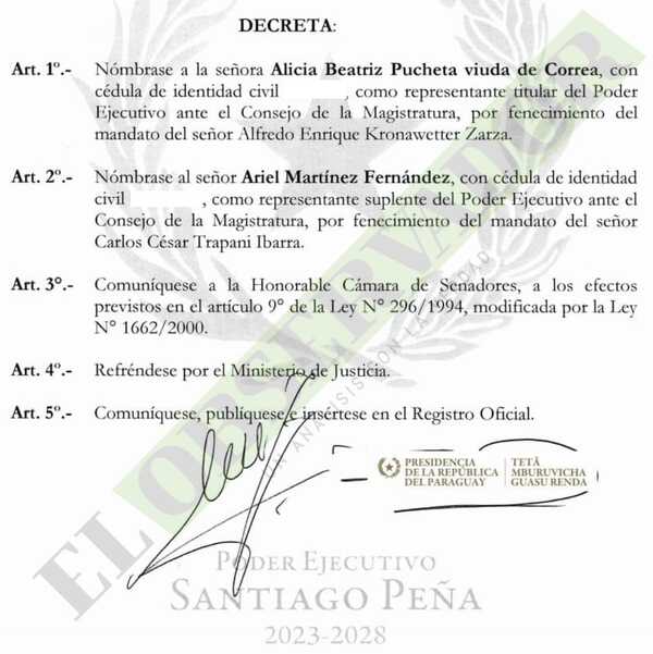 Peña oficializó a Alicia Pucheta como nueva representante del Ejecutivo ante el CM
