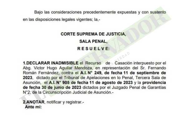 Sala Penal no admite casación sobre resoluciones respecto imputaciones en caso Mocipar