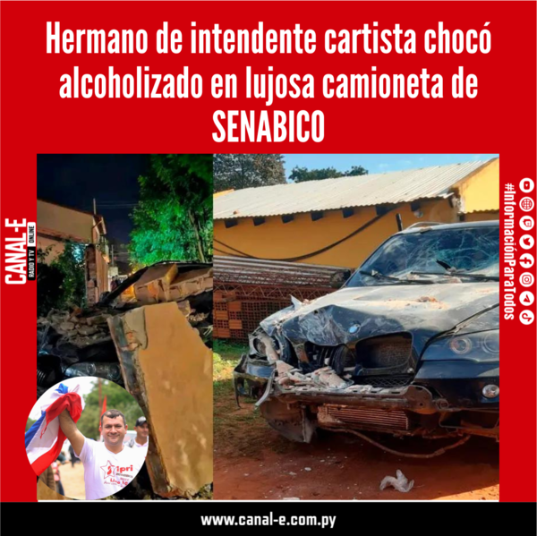 Hermano de intendente cartista chocó alcoholizado en lujosa camioneta de SENABICO