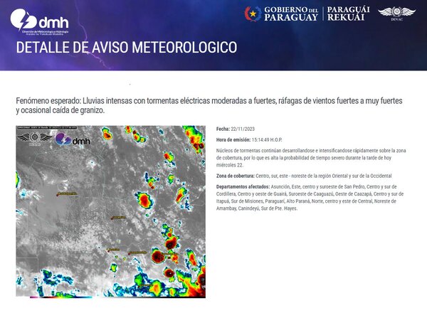 Alerta de tormentas para departamentos de ambas regiones - ADN Digital