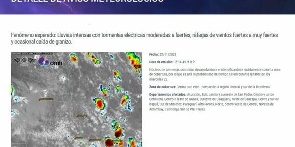Alerta de tormentas para departamentos de ambas regiones