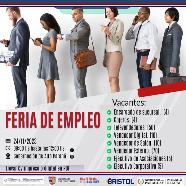 Oportunidades laborales en la Feria de Empleo de la Gobernación del Alto Paraná - ADN Digital