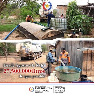 SEN distribuyó más de 27 millones de litros de agua potable en el Chaco