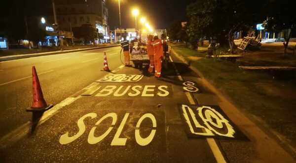 Implementan carril exclusivo para buses en la Transchaco