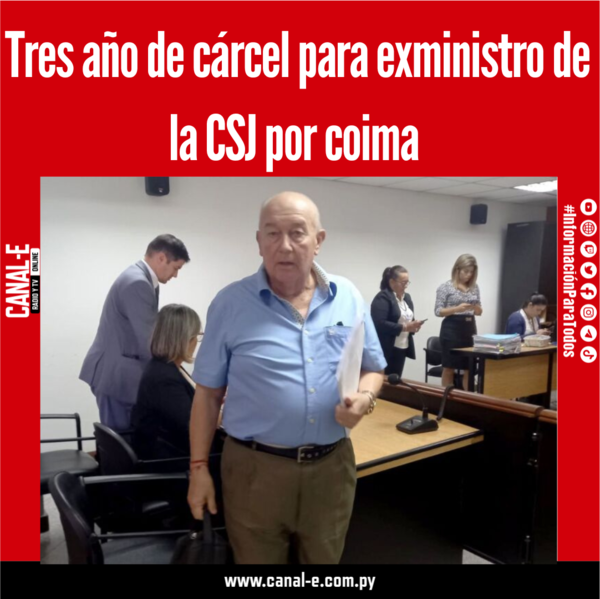 Tres año de cárcel para exministro de la CSJ por coima