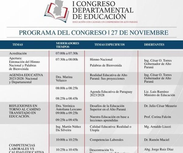 Inicia hoy Congreso Departamental de Educación