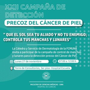 Hospital de Clínicas realiza jornada de detección precoz del cáncer de piel