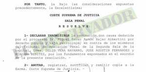 Sala Penal declara inadmisible recusación de Bajac contra miembros de la Cámara de Apelación