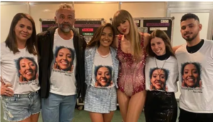Taylor Swift con la familia de la fans que murió antes del comienzo de su show en Rio