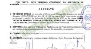 Tribunal de Sentencia se ratifica en el abandono de la defensa de extitular de Petropar