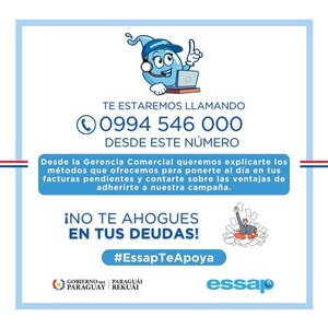 Promoción de Essap No te Ahogues beneficia a clientes en mora