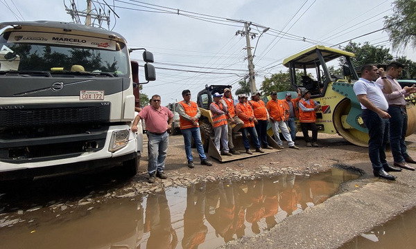 Lluvias frenaron avance de las obras viales en Coronel Oviedo