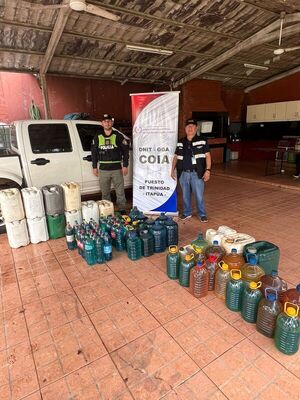 Operativo conjunto incauta carburantes ilegales en Itapúa
